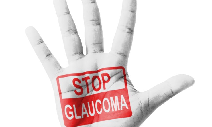 Hand with a stop glaucoma sign on the palm