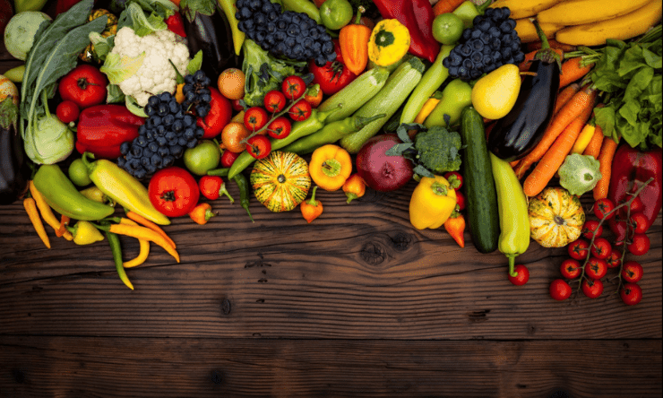 Fresh and colourful fruit and vegetables