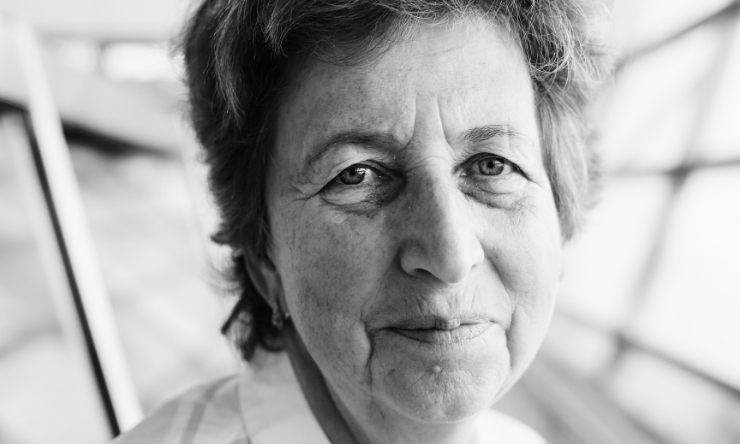 black and white photo of 70 year old woman