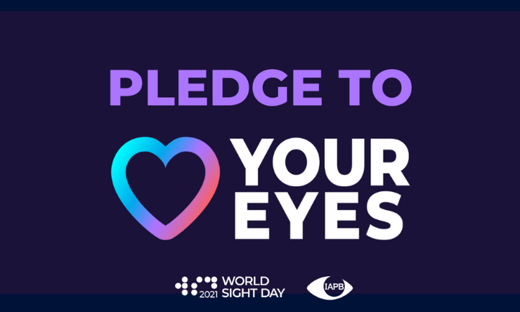 Logo with love heart reads Pledge to Love Your Eyes