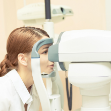 A lady having an eye examination 