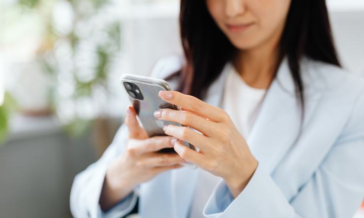 Lady using app