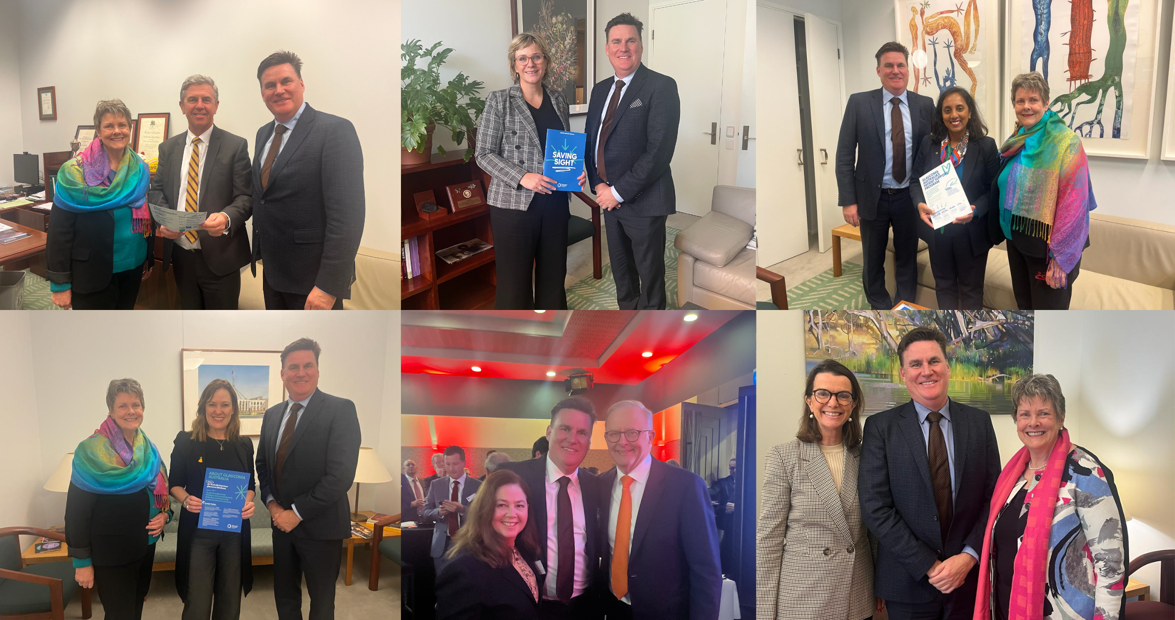 Image of Glaucoma Australia CEO with various Australian politicians