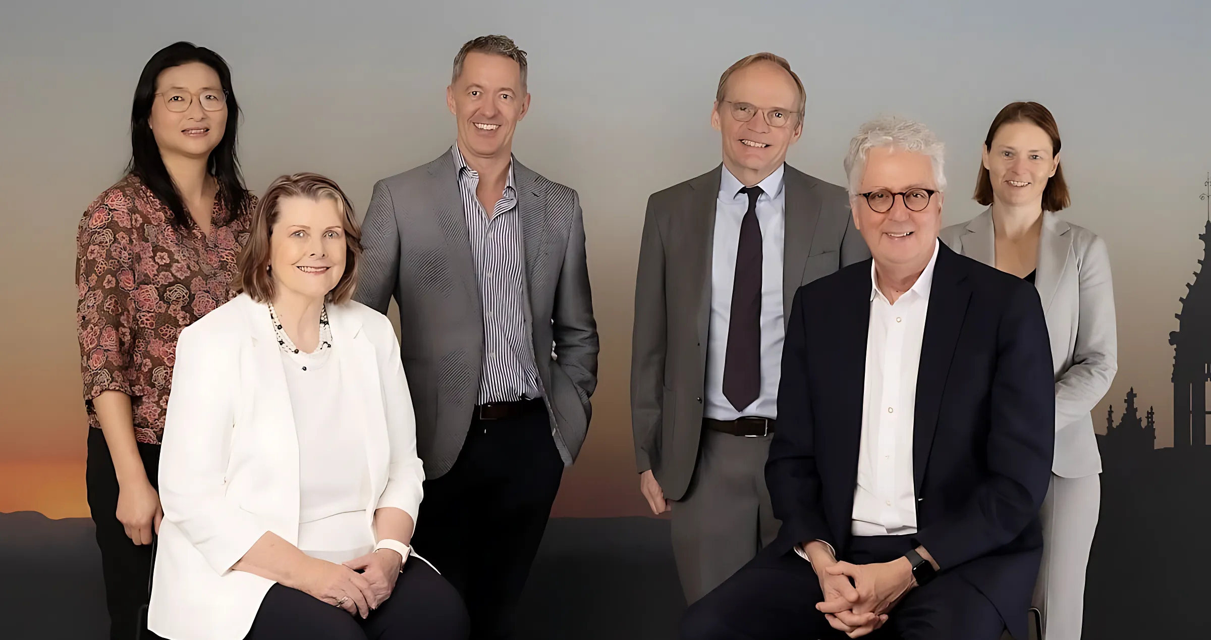 L to R Professor Jean Yang, Maree O'Brien, Tom Snow, Professor Jonathan Crowston, Professor Mark Scott and Dr Katharina Bell