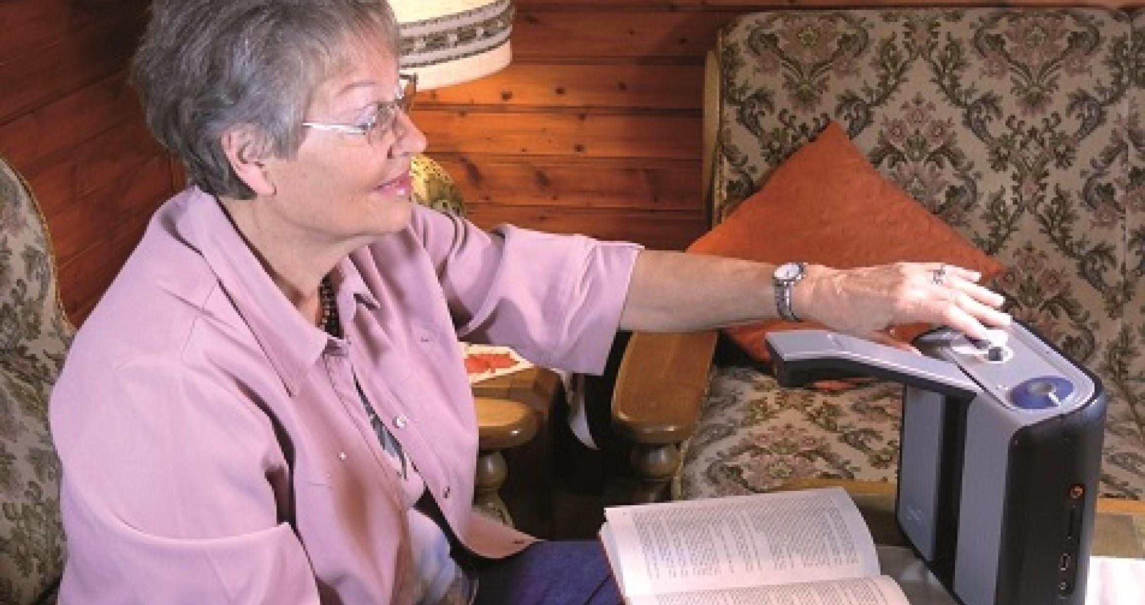 Woman using a vision aid