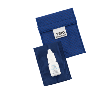 Blue mini FRIO eye cooling wallet can store 1 eye drop bottle