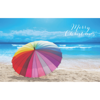 Christmas Card with Beach Umbrella 